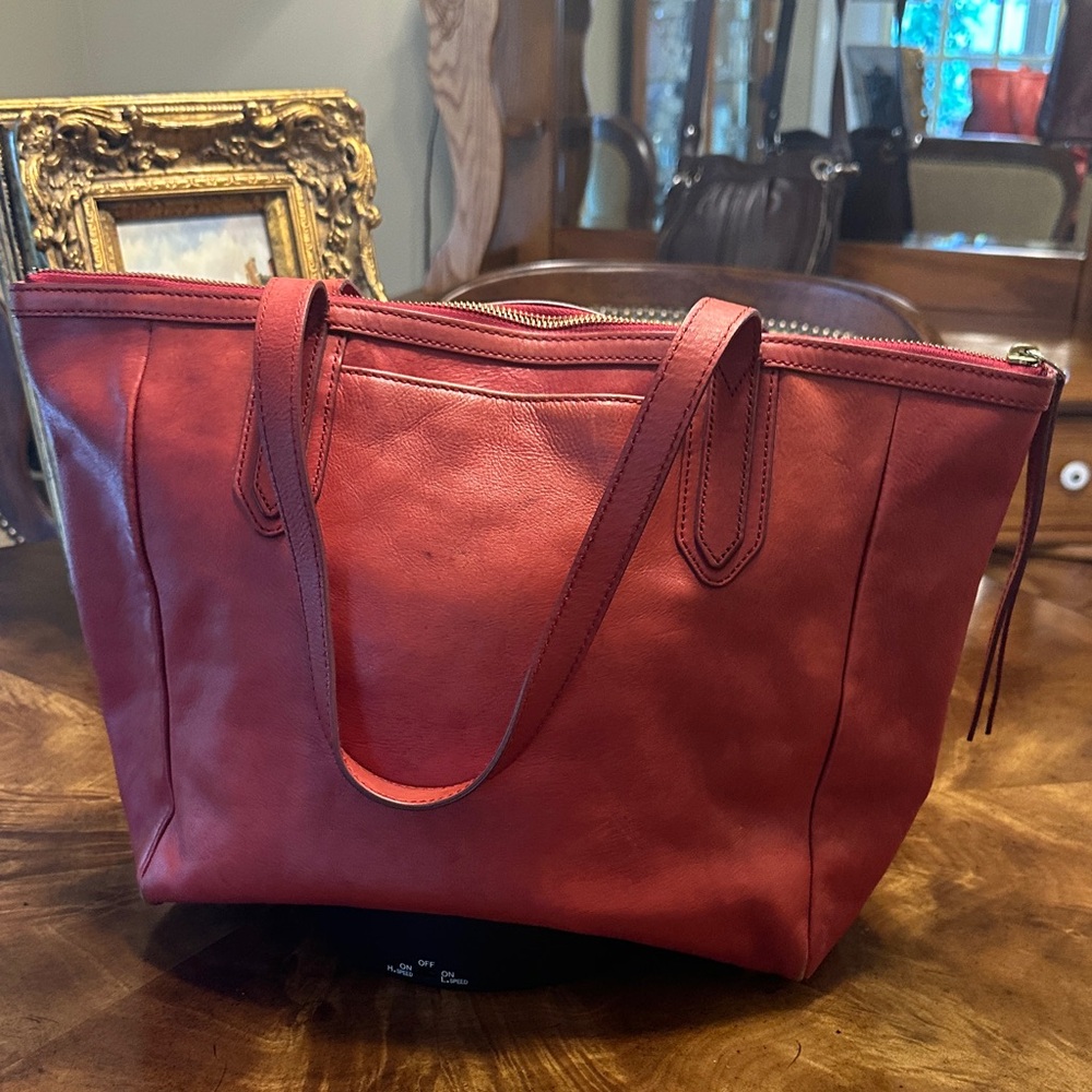 Fossil Cherry Red Leather Tote - Picture 5 of 12